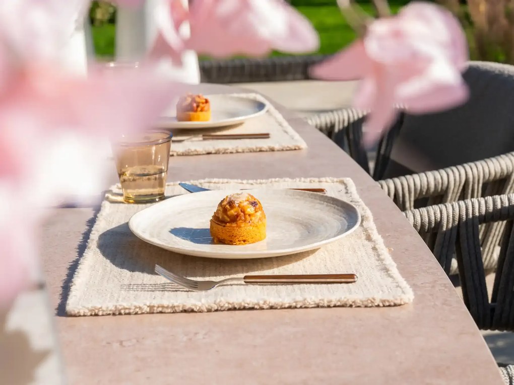 Taste by 4 Seasons Denia tuintafel latte met geprint keramisch blad in mangovorm 290 cm SALE Tuintafel   beige weerbestendig