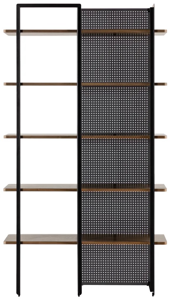 Kave Home Nadyria Open Kast Modern Retro Walnoot - 100x41x180cm.