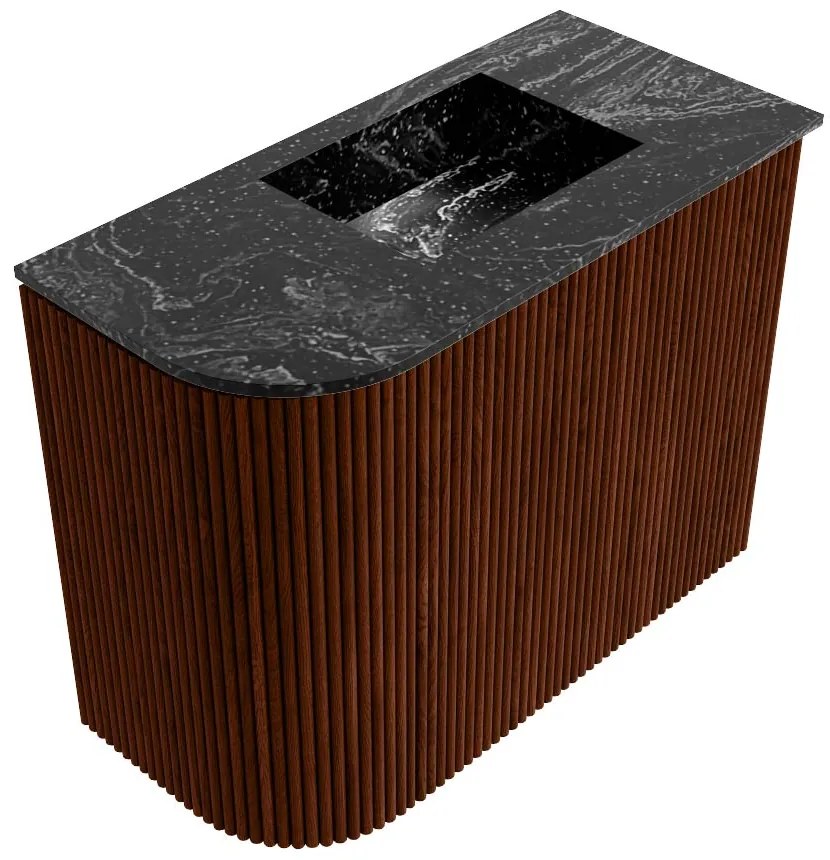 Mondiaz Joya DLux 50cm toiletmeubel ronding links ruby met wastafel faye rechts 1 kraangat lava