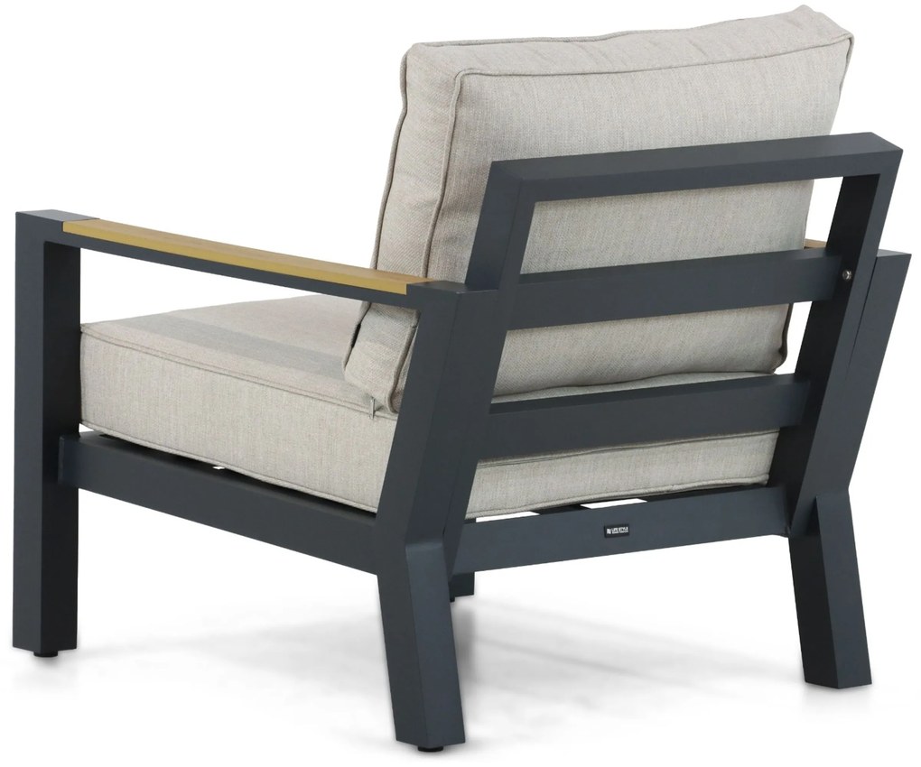 Stoel en Bank Loungeset 5 personen Aluminium/Polywood (teakfinish) Grijs Lifestyle Garden Furniture Bilbao
