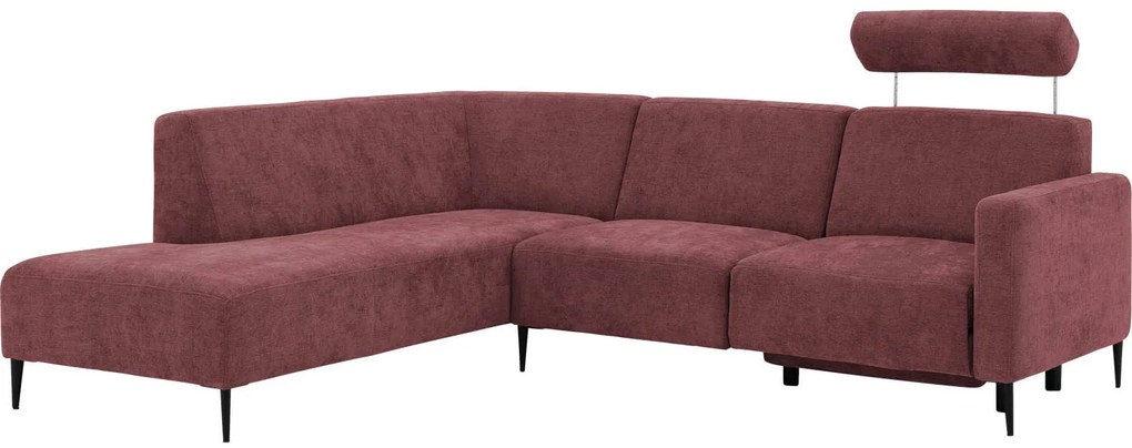Goossens Hoekbank Tiolo Met Relaxfunctie En Hoofdsteun rood, stof, 3-zits, modern design met ligelement links