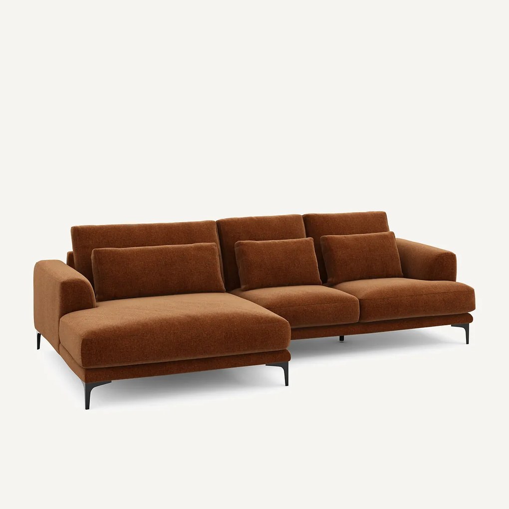 XL hoekbank links in chenille fluweel, MARSILE