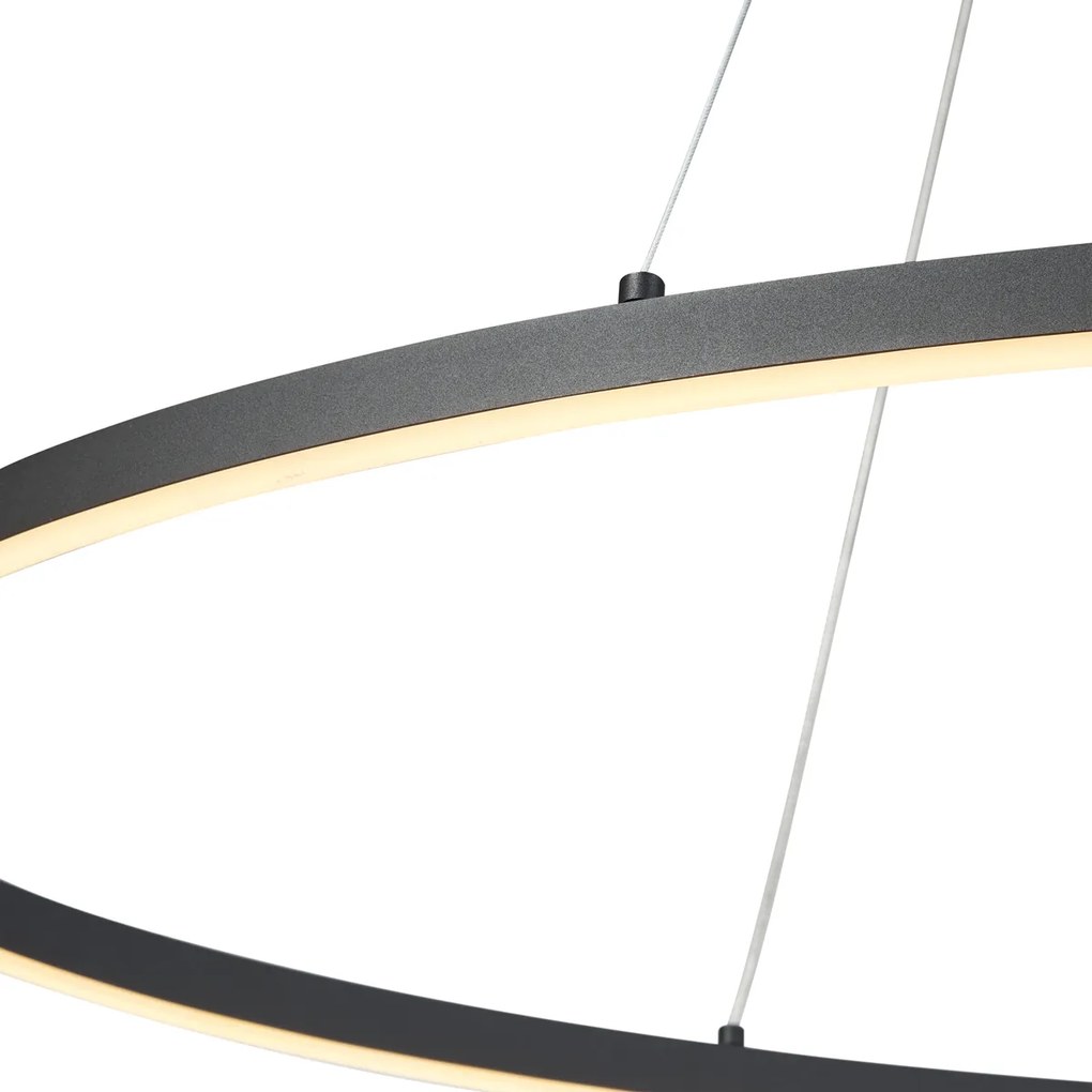 Design hanglamp zwart ovaal 120cm incl. LED 3-staps dimbaar - Ovallo