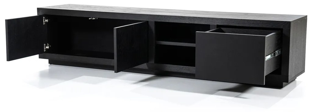 Tv-meubel Zwart Eiken 200 Cm - 200x42x45cm.