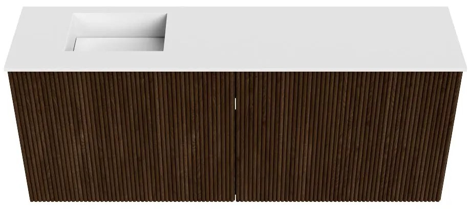 Mondiaz Joya 100cm toiletmeubel walnut met wastafel faye links 1 kraangat talc