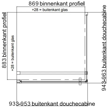 van Rijn ST02 douchecabine chroom 90x90cm voor badkamer met vloerverlaging