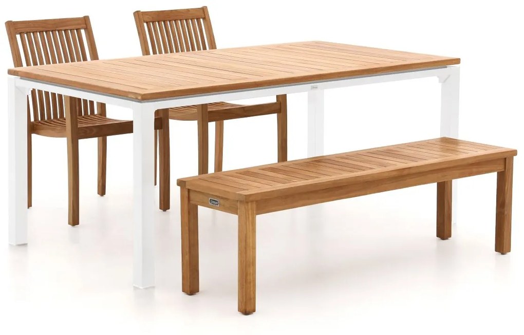 Sunyard Jakarta/Linosa 180cm dining tuinset met bank 4-delig stapelbaar