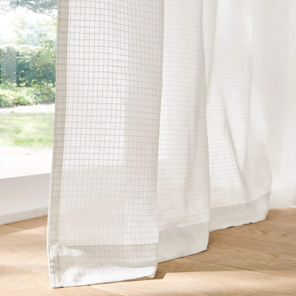 Glasgordijn met patroon, katoen, met gerimpelde bies en golf, CISALI