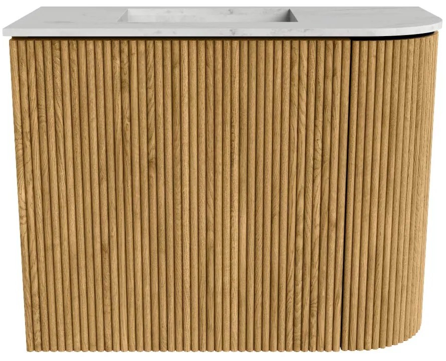 Mondiaz Joya DLux 50cm toiletmeubel ronding rechts oak met wastafel faye links zonder kraangat opalo