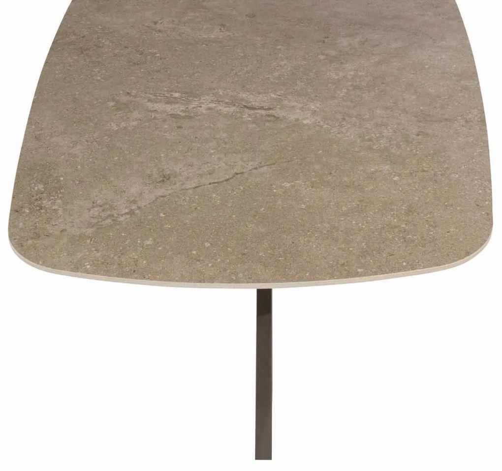 4 Seasons Outdoor Fabrice tuinset terre met Prado tafel met keramisch blad in barrelvorm 240 x 105 cm SALE Tuinset bruin weerbestendig