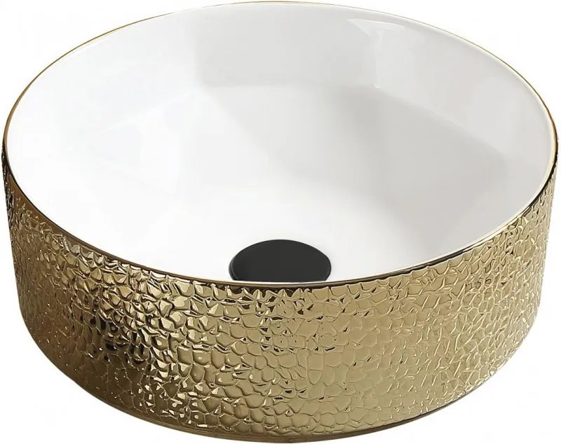 Mexen Clarisa opbouw waskom 41 x 41 cm, wit/goud - 22074153