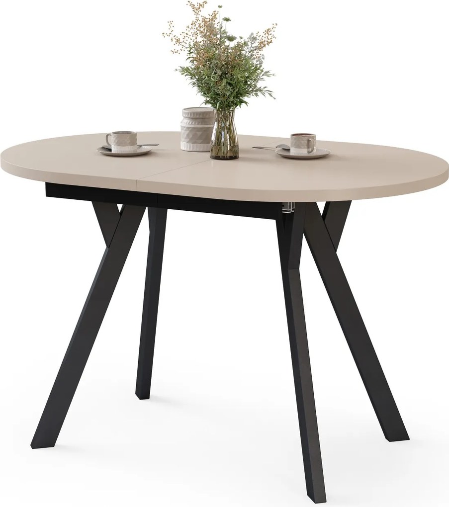 Mazzoni ALMO Kasjmier / zwarte poten - OVALE UITSCHUIFTAFEL 120-220 cm VOOR 10-12 PERSONEN