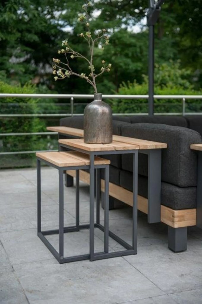 4 Seasons Outdoor Essence salontafel set  Bijzettafel    antraciet weerbestendig