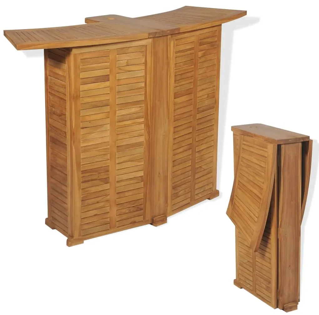 vidaXL Bartafel inklapbaar 155x53x105 cm massief teakhout