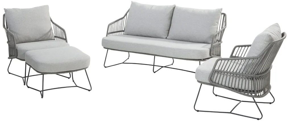 4 Seasons Outdoor Ancora loungeset antraciet Silver Grey SALE Loungeset antraciet weerbestendig