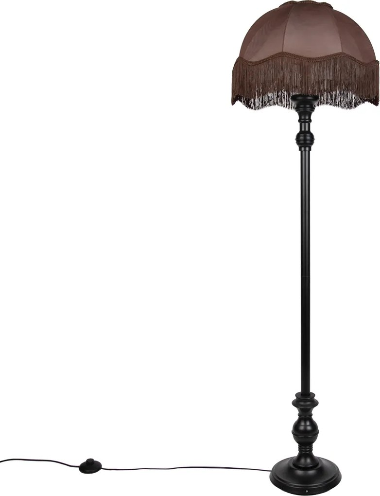 Vloerlamp zwart met bruine kap en witte binnenkant 45cm - Classico