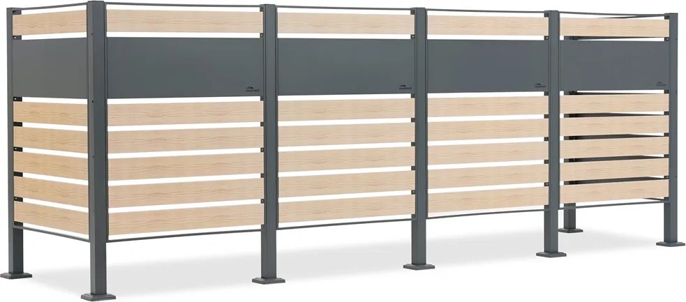 Overdekking voor 4 afvalbakken van 120 of 240 liter Breda CoverTech