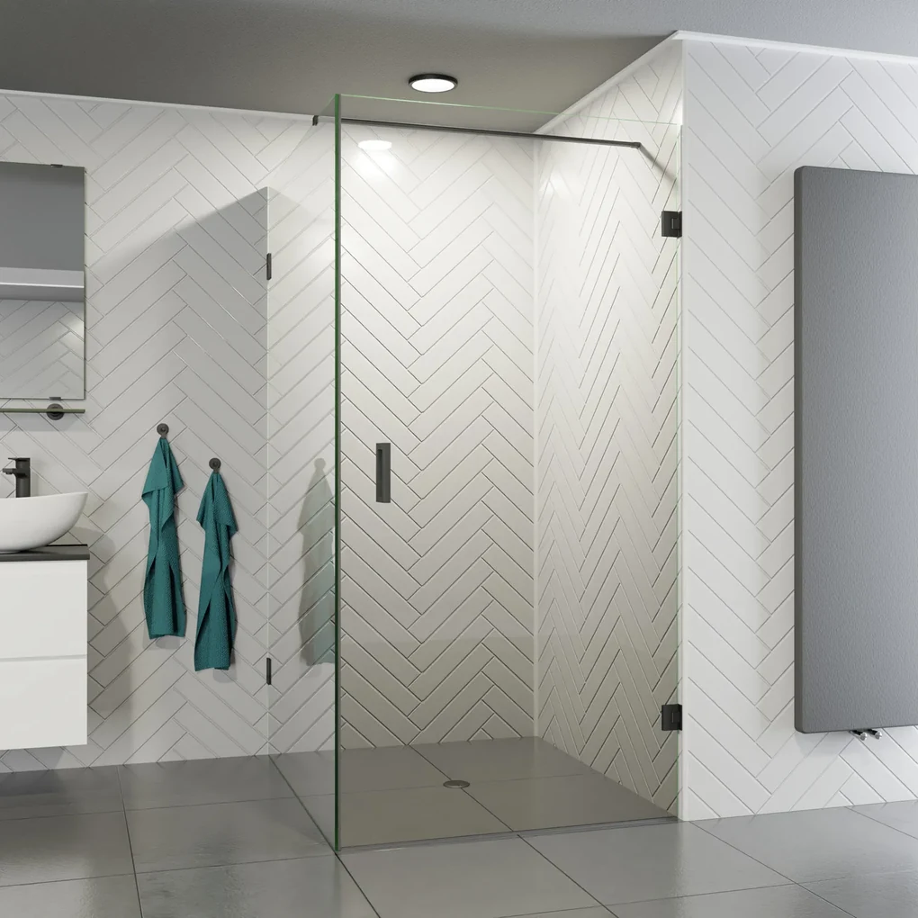 Saniclear Iron profielloze douchecabine 80x80cm met 80cm deur verouderd ijzer - gunmetal