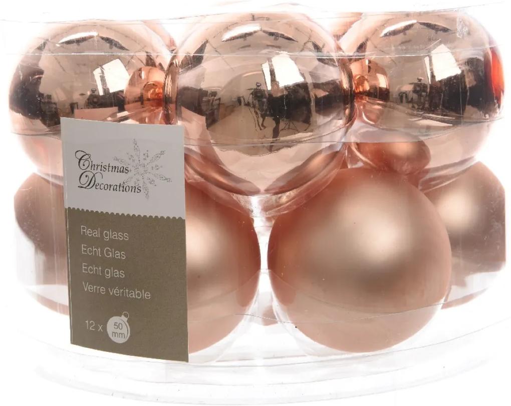 Kerstbal glas glans-mat diameter 5cm champagneroze KSD