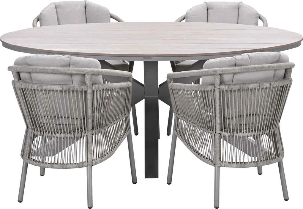 Garden Impressions Sorong tuinset 5-delig - Tulli tuintafel 180x115 cm - light teak vironwood