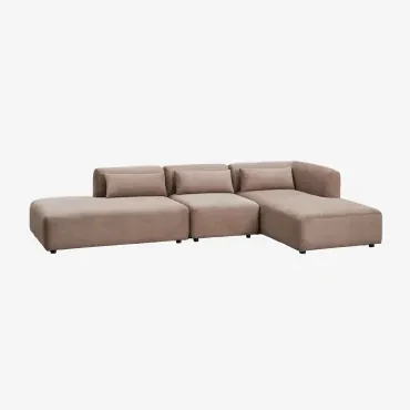 3-delige Modulaire Chaise Longue-bank Rechts Met Fogler Chaise Longue Corduroy Kameelbruin - Sklum