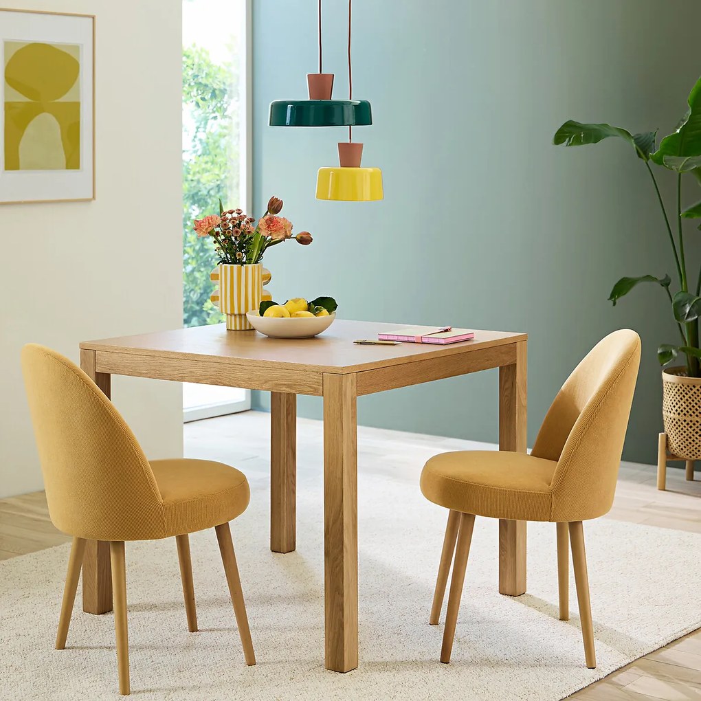 Vierkante eiken tafel, rechte randen, Nusso