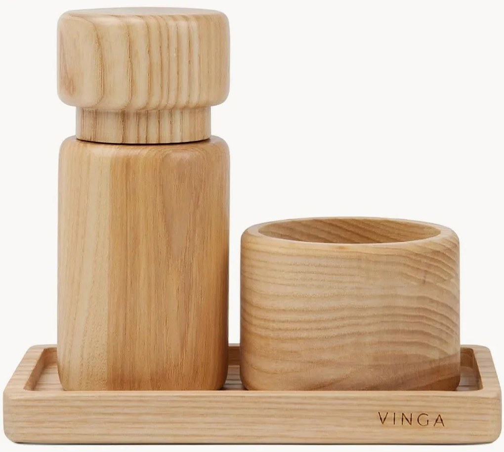 Houten zout- en peperstel Retro, 3-delig