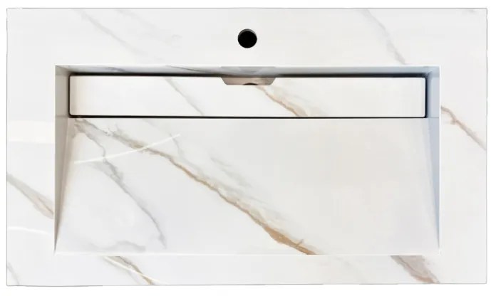 Lambini Designs Quri keramische wastafel 80cm marmer met kraangat