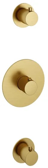 Hotbath Cobber afbouwdeel inbouwthermostaat met 2 stopkranen geborsteld messing (goud) PVD CB007EXTBBP