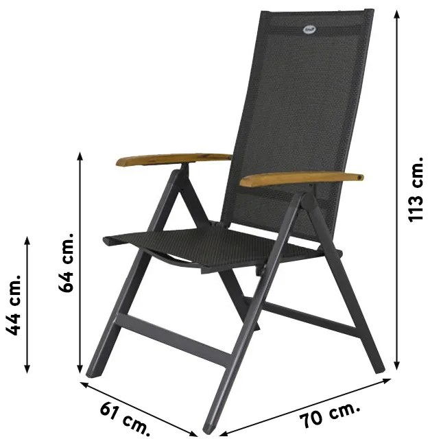 Hartman Napoli/Sonata verstelbare tuinset 160x90 cm. - Aluminium/Teak