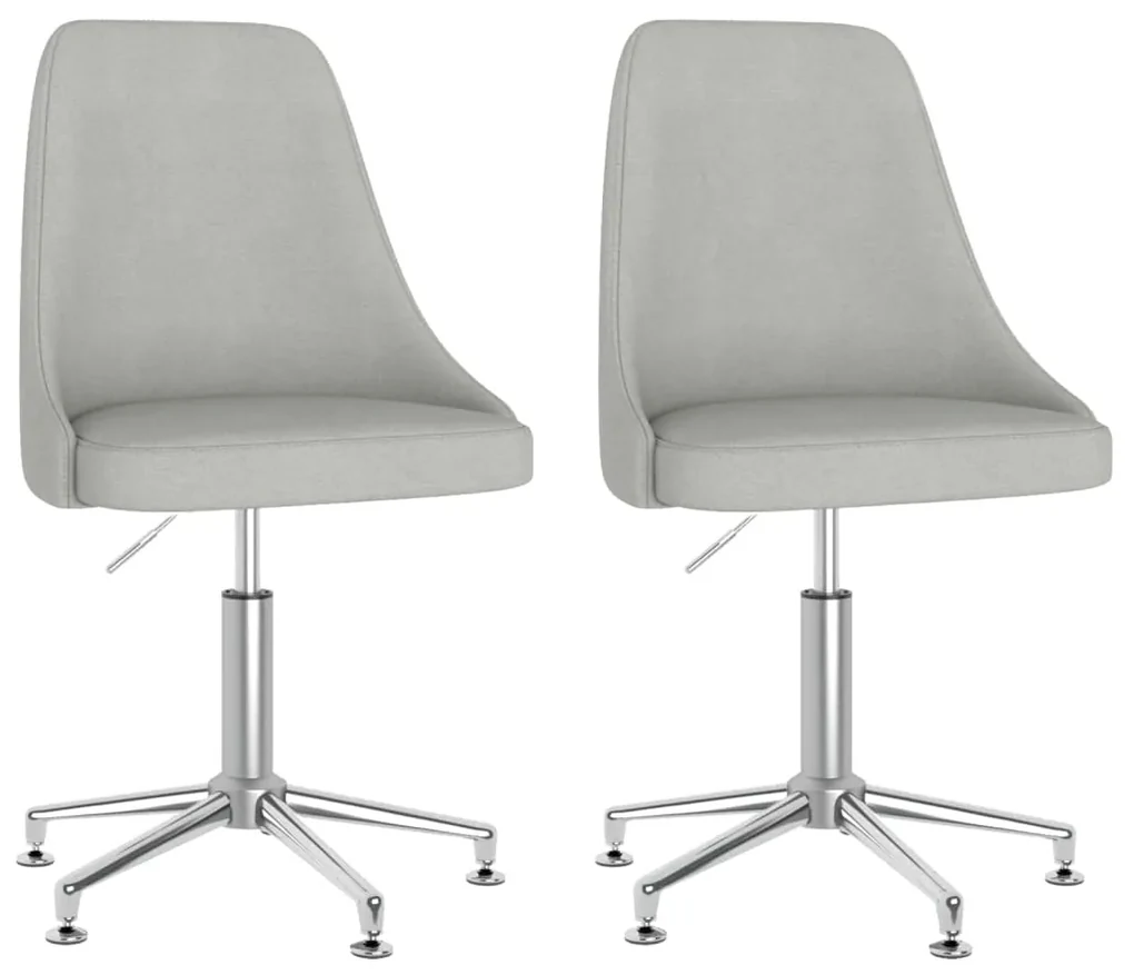 vidaXL Eetkamerstoelen draaibaar 2 st stof lichtgrijs