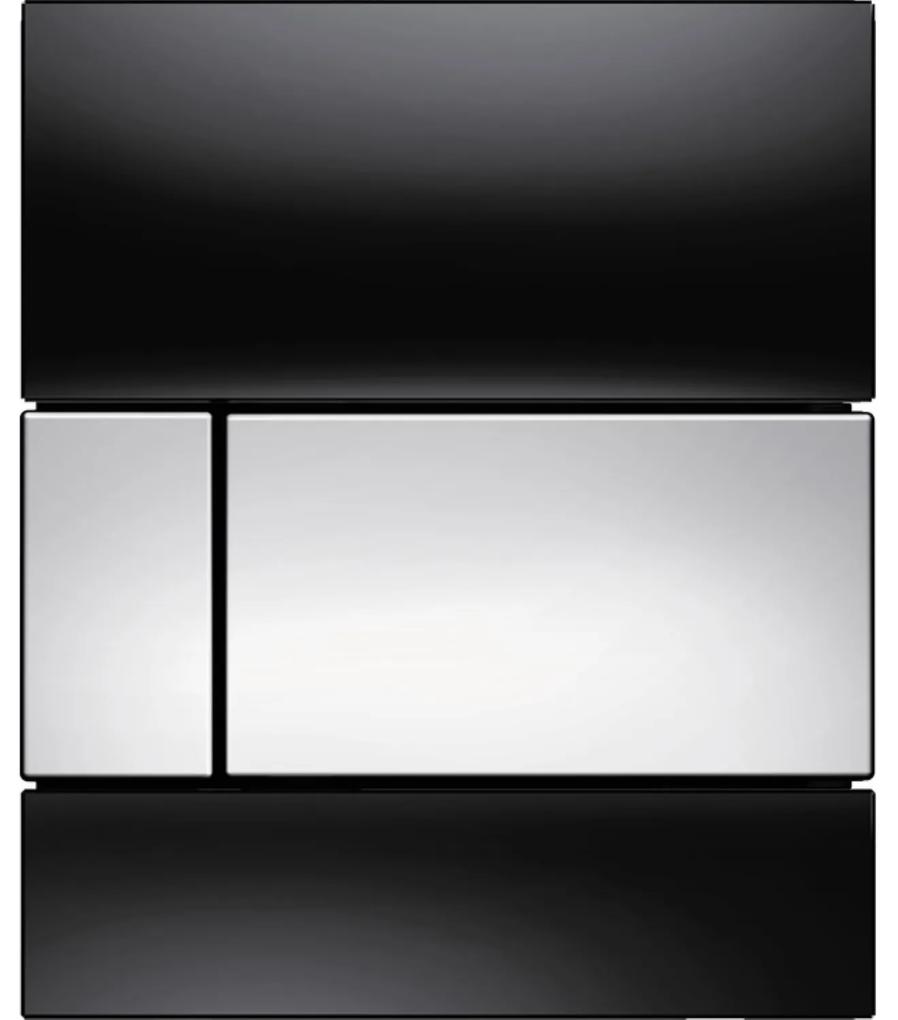 Urinoir Bedieningsplaat TECE Square Glas Zwart 10,4x12,4 cm (met glanzend chromen toetsen)