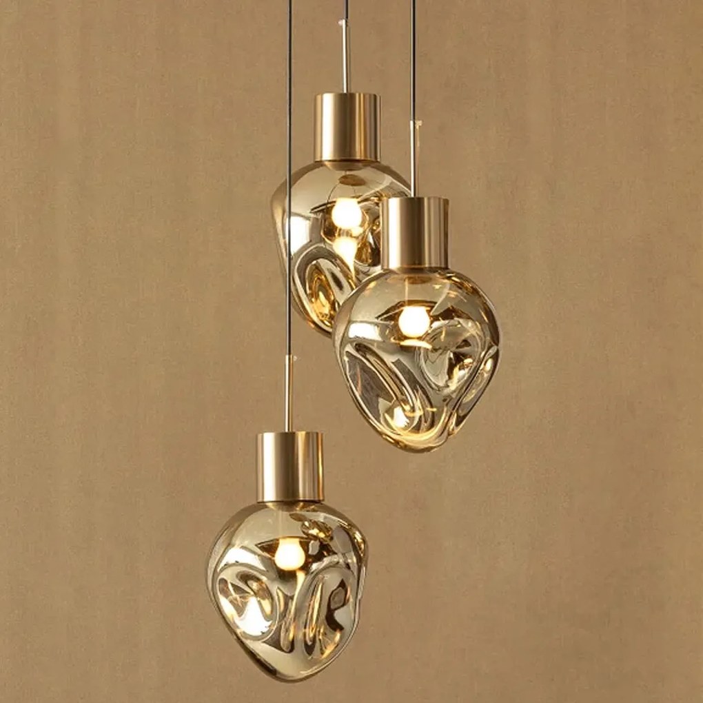 Kare Design Supernova Dough Hanglamp Traps Gedeukt Glas Goud