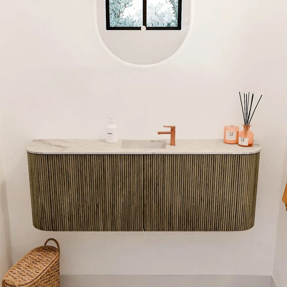 Mondiaz Joya DLux 115cm toiletmeubel ronding links/rechts dusk met wastafel faye midden 1 kraangat frappe