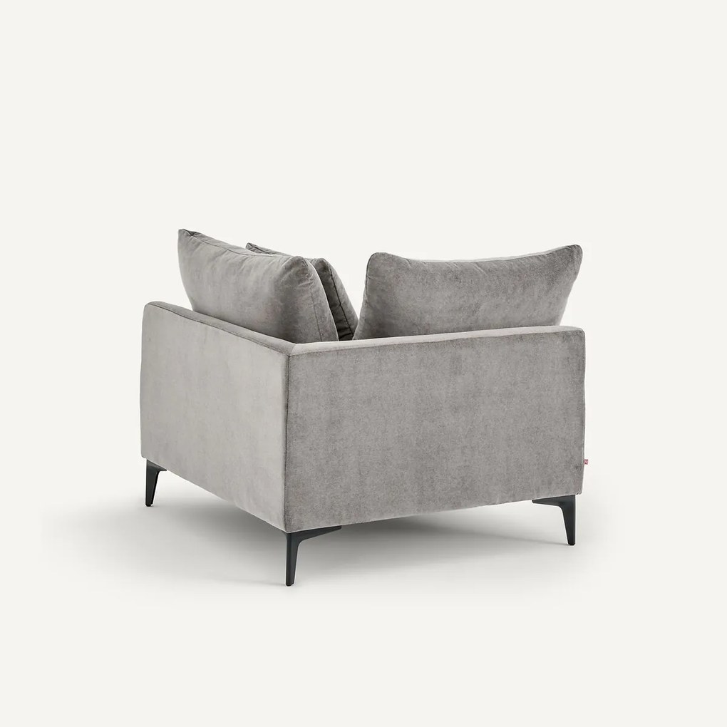 Hoekbank in stone-kleurig fluweel, MODERNISTE, ontwerp van Emmanuel Gallina
