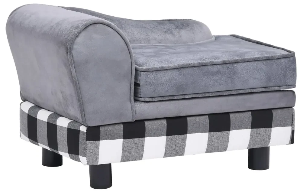 vidaXL Hondenbank 57x34x36 cm pluche grijs