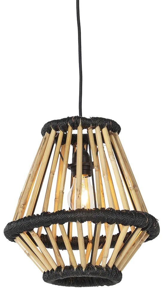 Oosterse hanglamp bamboe met zwart 32 cm - Evalin