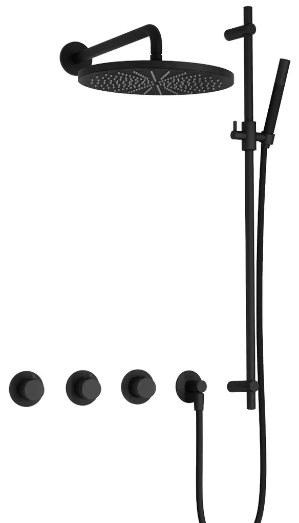 Hotbath Cobber IBS70 inbouwdouche met 30cm hoofddouche en glijstang zwart mat