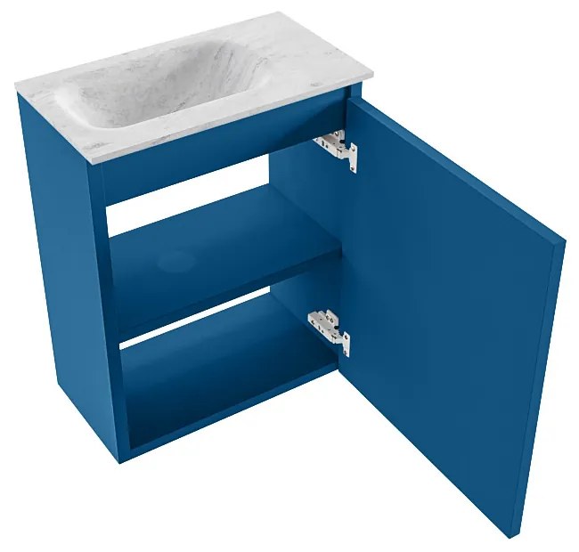 Mondiaz Ture DLux toiletmeubel 40cm jeans met wastafel opalo links met kraangat