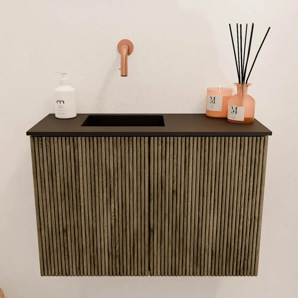 Mondiaz Joya 60cm toiletmeubel dusk met wastafel faye links zonder kraangat urban