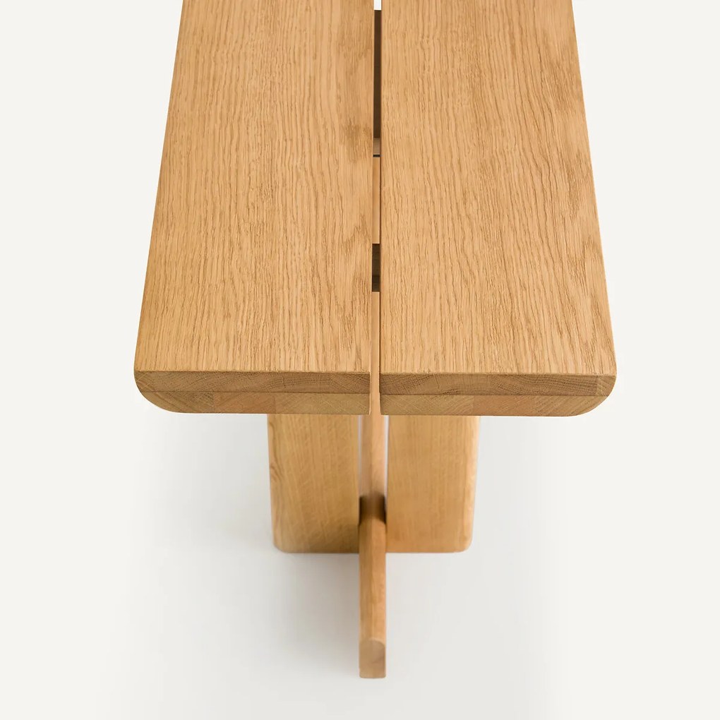 Massief eiken wandtafel, geschuurd en gefineerd, Boecy