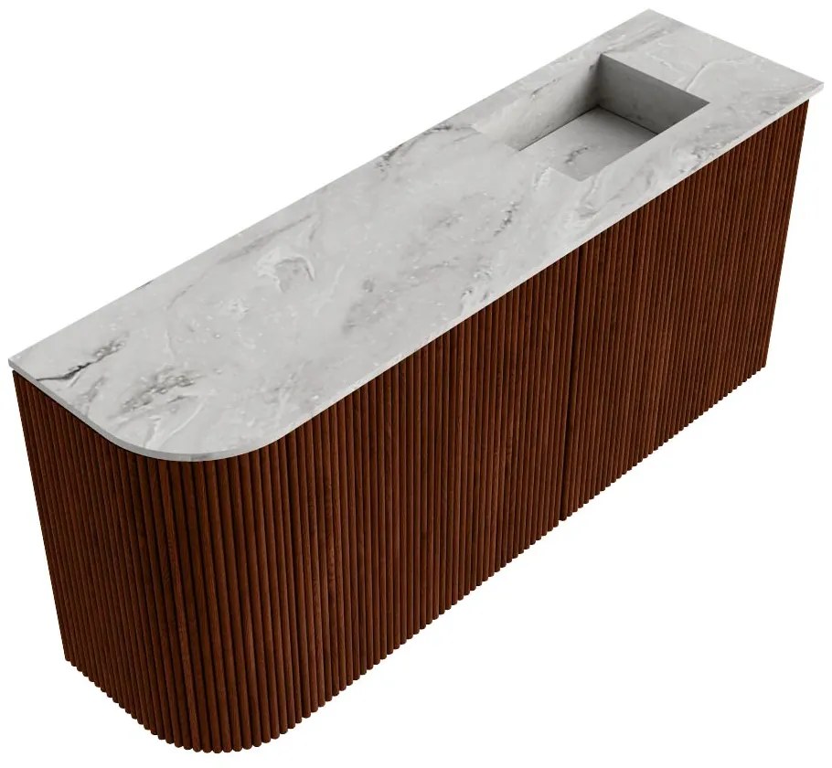 Mondiaz Joya DLux 90cm toiletmeubel ronding links ruby met wastafel faye rechts zonder kraangat glace