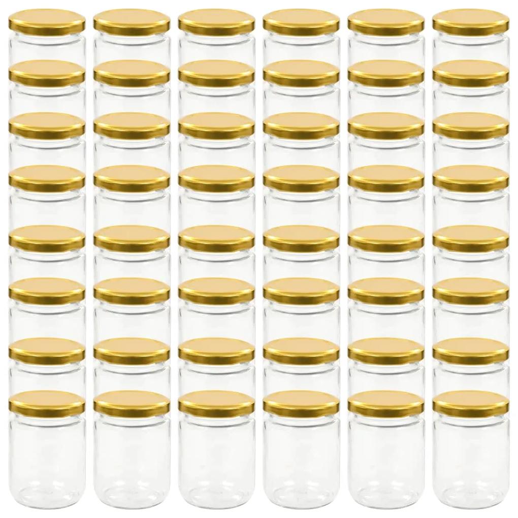vidaXL Jampotten met goudkleurige deksels 48 st 230 ml glas