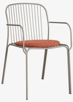 Pack Van 4 Tuinstoelen Met Armleuningen Van Staal Anerina Moka Bruin & Terracota - Sklum