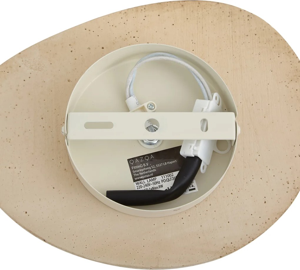 Japandi wandlamp naturel steen organisch met opaal glas - Josie