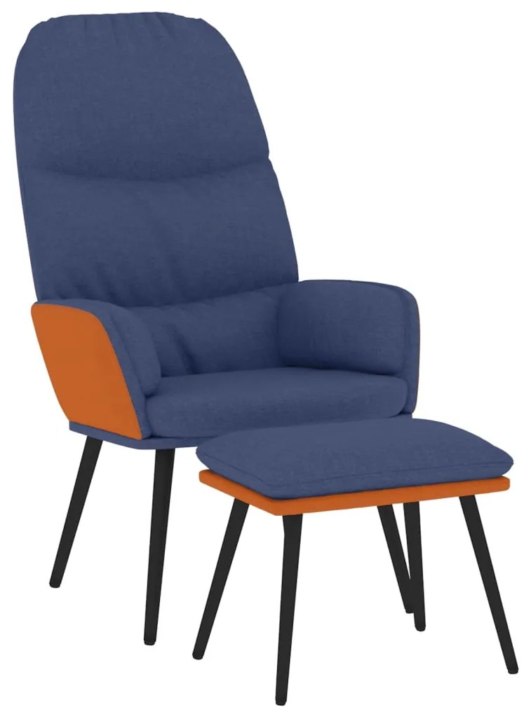 vidaXL Relaxstoel met voetenbank stof blauw