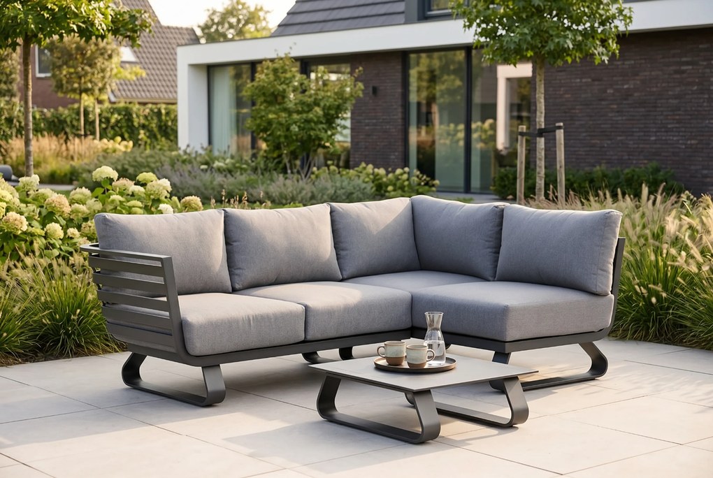 Hoek loungeset 4 personen Aluminium Grijs  Santika Furniture Santika Sovita