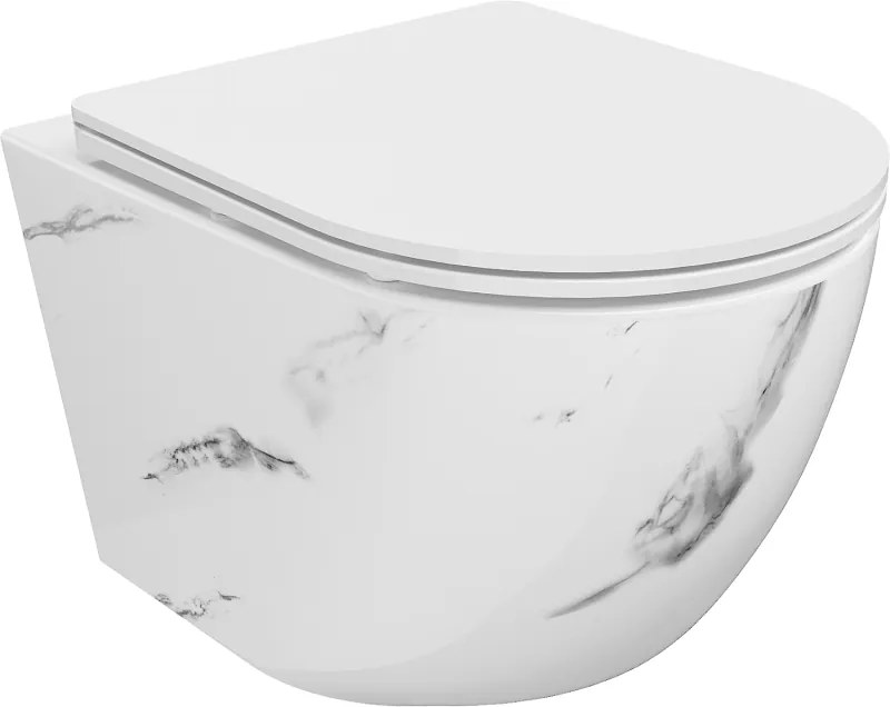 Mexen Lena Rimless wc pot met softclose dunne zitting, duroplast, witte steen - 30224092