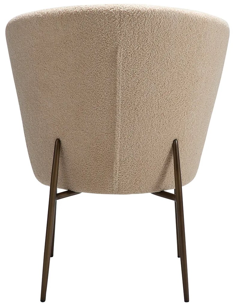 Dan-Form Orbit Eetkamerstoel Met Hoge Rugleuning Rond Boucle Almond Shimmer