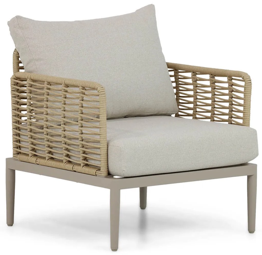 Stoel en Bank Loungeset 4 personen Wicker/Aluminium/Aluminium/wicker Taupe  Coco Ibiza